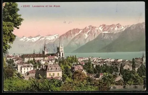 AK Lausanne, Panorama et les Alpes