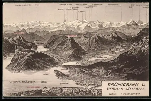 AK Luzern, Gesamtansicht aus der Vogelschau mit Stans und Lungern
