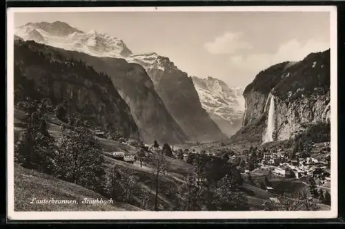AK Lauterbrunnen, Teilansicht mit Staubbach