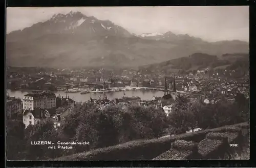 AK Luzern, Generalansicht mit Pilatus