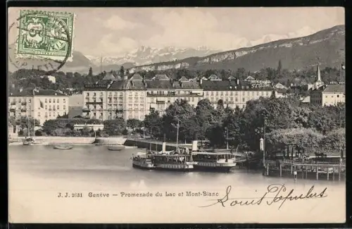 AK Genève, Promenade du Lac et Mont-Blanc
