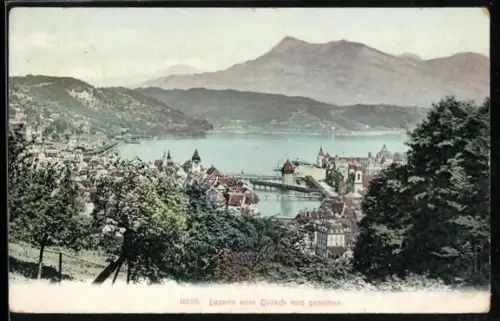 AK Luzern, Teilansicht des Ortes vom Gütsch aus gesehen