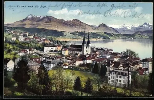 AK Luzern, Teilansicht mit Rigi