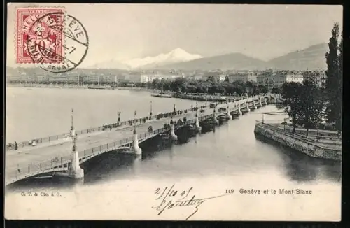 AK Genève, Panorama et le Mont-Blanc