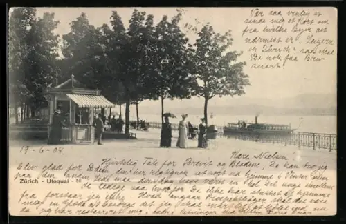 AK Zürich, Utoquai mit Spaziergängern