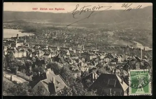 AK Zürich, Totalansicht vom Rigiblick