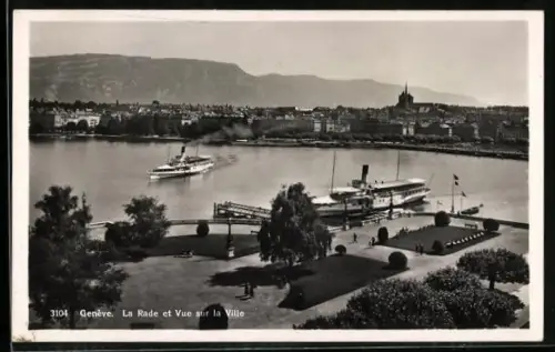 AK Genève, La Rade et Vue sur la Ville