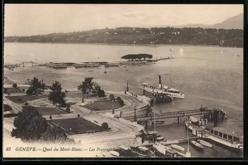 AK Genève, Quai du Mont-Blanc, Les Promenades