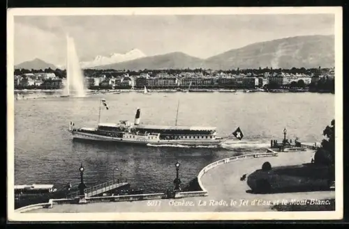AK Genève, La Rade, le Jet d`Eau et le Mont-Blanc