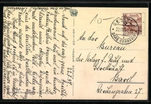 AK Genf, Raddampfer vor der Stadt mit Monument Brunswick