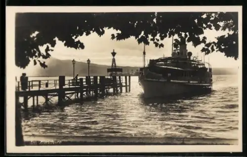 AK Zürich, Am Zürichsee mit Dampfer