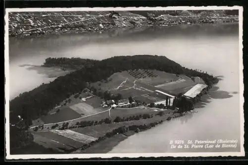 AK St. Petersinsel /Bielersee, Panorama, Fliegeraufnahme