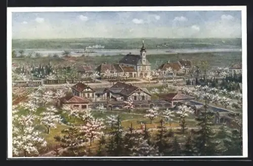 AK Maria Ellend a. d. Donau, Ortsansicht im Frühling