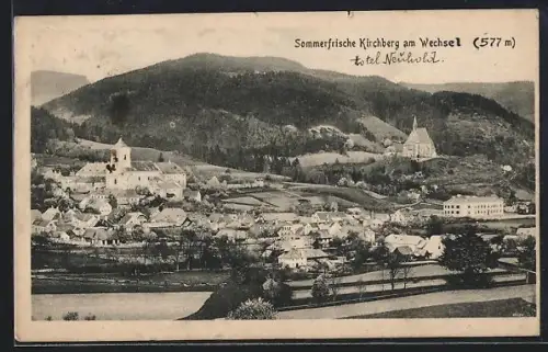 AK Kirchberg am Wechsel, Panorama mit Dorf und Kirchen