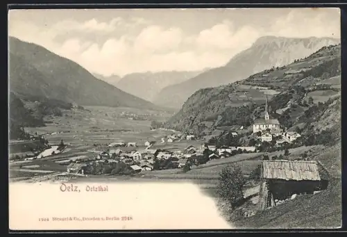 AK Oetz /Oetzthal, Panorama mit Dorf und Kirche