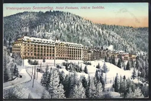 AK Semmering, Wintersportplatz mit Hotel Panhans