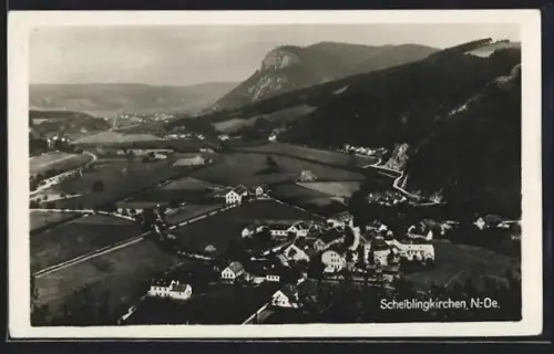 AK Scheiblingkirchen /N. Ö., Panorama mit Ort und Bergen