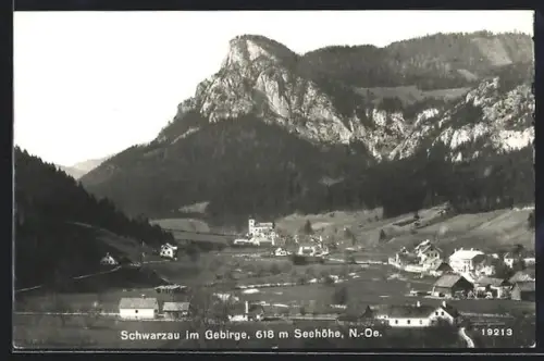 AK Schwarzau im Gebirge, Dorf und Bergpanorama