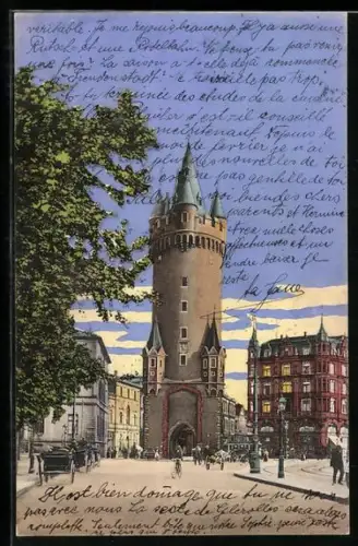 AK Frankfurt am Main, Eschenheimer Turm, Strassenansicht