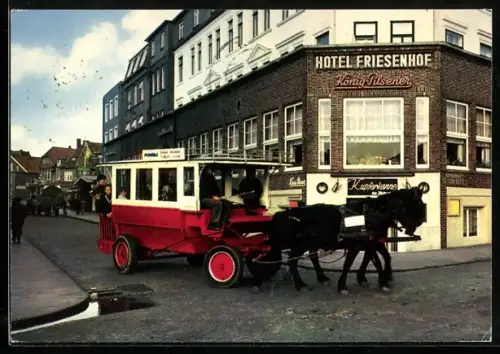 AK Juist, Hotel Friesenhof, Pferde-Omnibus