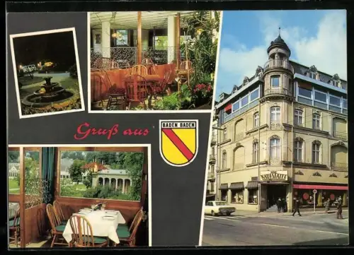 AK Baden-Baden, Restaurant Die Kaufstätte, Café, Innenansichten, Aussenansicht