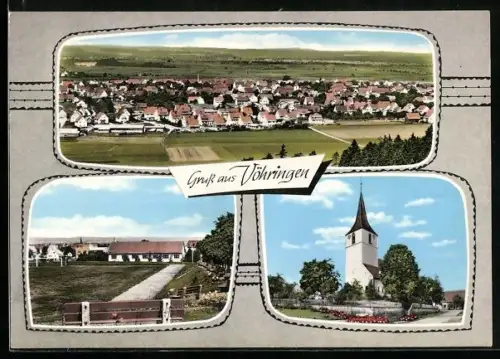 AK Vöhringen, Ortsansicht, Kirche