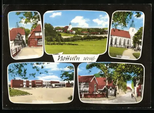 AK Nottuln /Westf., Stiftskirche, Stiftshäuser, Doppelschule, Domplatz, Stiftstr