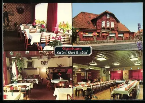 AK Dorfmark /Lüneburger Heide, Gasthaus Zu den Drei Linden, Inh. Ilse Cherouny, Gasträume, Saal