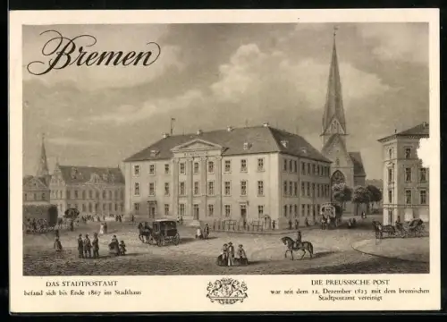 AK Bremen, Stadthaus, Stadtpostamt, Kirche