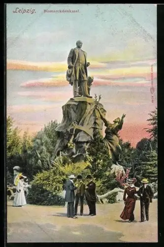 AK Leipzig, Blick zum Bismarckdenkmal