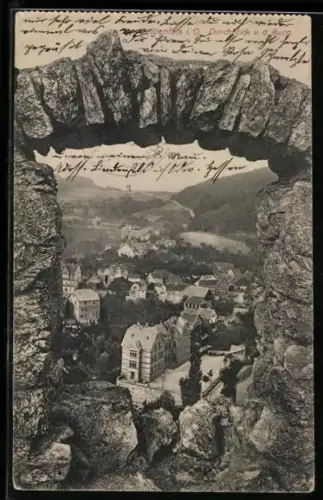 AK Lindenfels i. O., Durchblick v. d. Burg