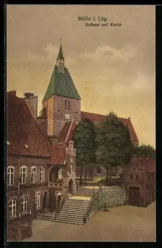 AK Mölln i. Lbg., Rathaus und Kirche