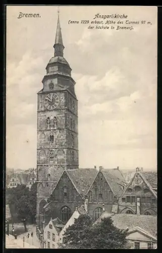 AK Bremen, Blick zur Ansgarlikirche