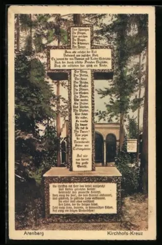 AK Arenberg, Kirchhofs-Kreuz mit Inschrift