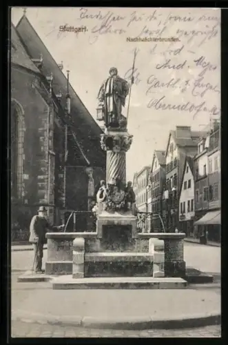 AK Stuttgart, Blick zum Nachtschichterbrunnen