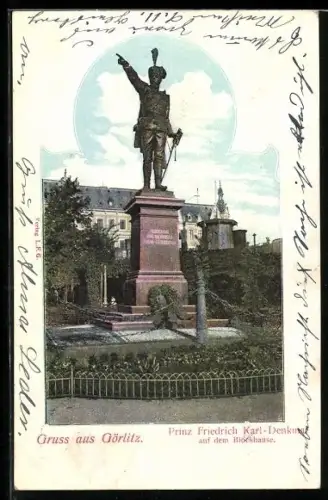 AK Görlitz, Prinz Friedrich Karl-Denkmal auf dem Blockhaus