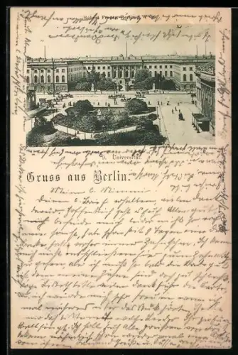 AK Berlin, Universität, Platz und Gartenanlage