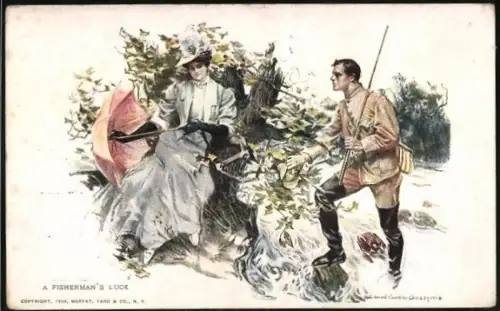 AK Angler entdeckt am Flussufer eine Dame, A Fisherman`s Luck