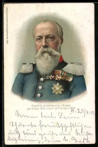 Lithographie Friedrich, Grossherzog von Baden