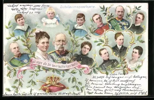 Lithographie Gott segne das erlauchte Haus Wettin, König Albert von Sachsen