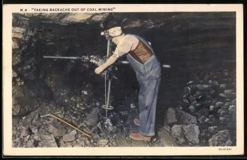 AK Worker taking Backache out of Coal Mining, Arbeiter beim Kohleabbau