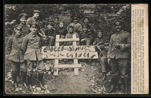 AK Soldaten nach erfolgreicher Rattenjagd