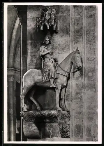 Foto-AK Deutscher Kunstverlag, NR 42 Walter Hege: Bamberg, Dom, der Reiter (um 1250)