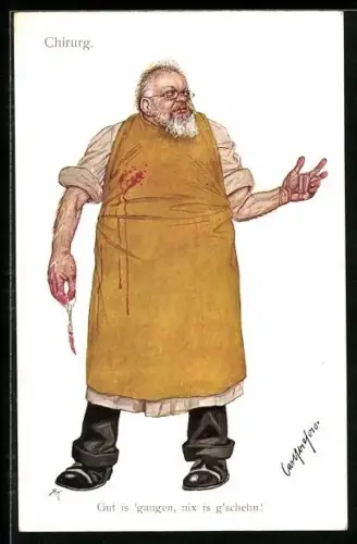 Künstler-AK Carl Josef Pollak: Chirurg nach einer Operation