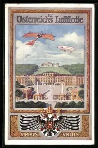 AK Für Österreichs Luftflotte, Zeppelin, Flugtaube