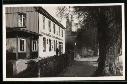 AK Ellwangen, Partie am Gasthaus St. Josef mit Blick auf Schönenberg