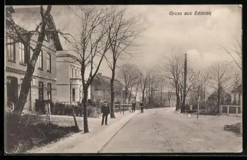 AK Eddelak, Strassenpartie am Kaiserlichen Postamt