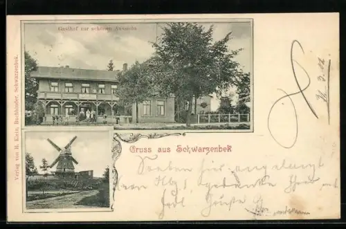 AK Schwarzenbek, Gasthof zur schönen Aussicht, Windmühle