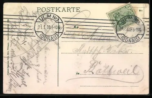 AK Neu-Ulm, Friedensstrasse mit Rentamt