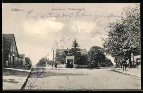 AK Schlutup, Lübecker- und Wesloerstrasse